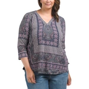 Lucky Brand Geo Print Boho Vneck Top